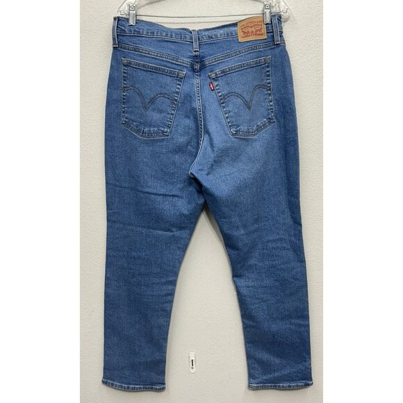Levis Wedgie Straight Jeans Womens 32 Blue Button-Fly High-Rise Cotton 33x28 - Picture 2 of 11